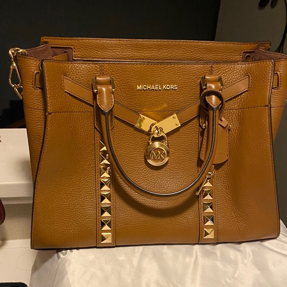 Michael Kors Tan Studded Satchel